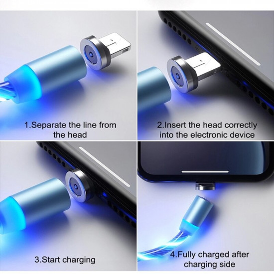 Magnetic Light LED Cable Micro USB Fast  Charging