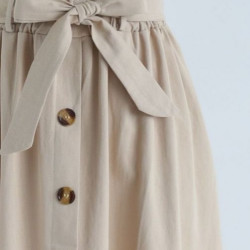 Button High Waist Female Pleated School Skirt.