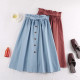Button High Waist Female Pleated School Skirt. Button High Waist Female Pleated School Skirt.