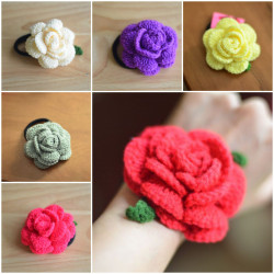 Crochet rose hair band