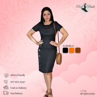 S/ SLEEVE DRESS WITH FRONT COCONUT SHELL BUTTONS