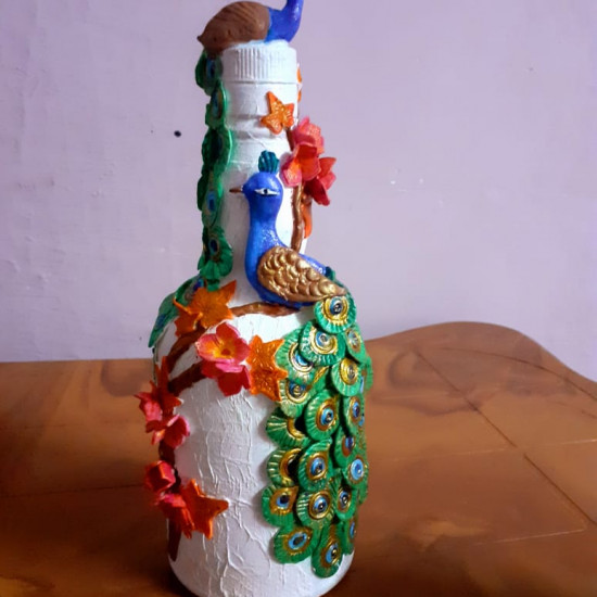 GLASS BOTTLE CRAFT PEACOCK ART GLASS BOTTLE CRAFT PEACOCK ART