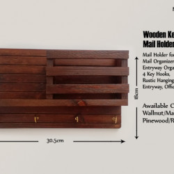 Wooden Wall Decorative Shelf  With Key Hooks.