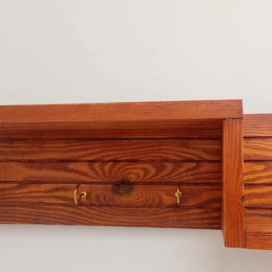 Wooden Wall Decorative Shelf  With Key Hooks.