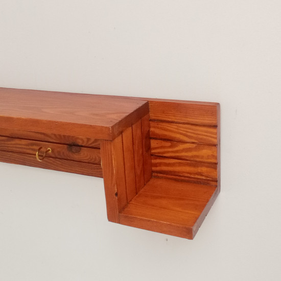 Wooden Wall Decorative Shelf  With Key Hooks.