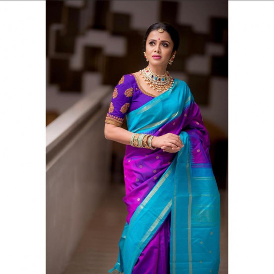 Art Silk Jacquard Saree With Unstitched Blouse Art Silk Jacquard Saree With Unstitched Blouse