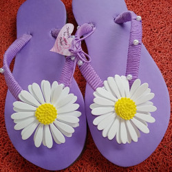 New Sun flower Design  Ladies Purple Slippers