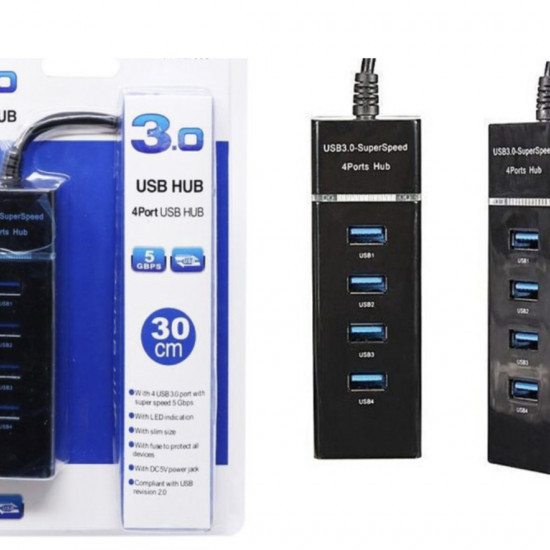 4 Port USB 3.0 Hub Super Speed with 30CM Cable 4 Port USB 3.0 Hub Super Speed with 30CM Cable