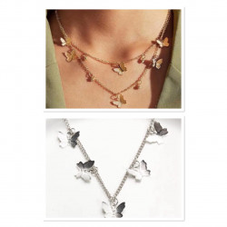 layer butterfly necklace {gold and silver}