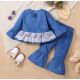 Lace Design Tee and Flared Pants Set Lace Design Tee and Flared Pants Set