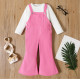 Long-Sleeve Tee and Button Flared Overalls Set