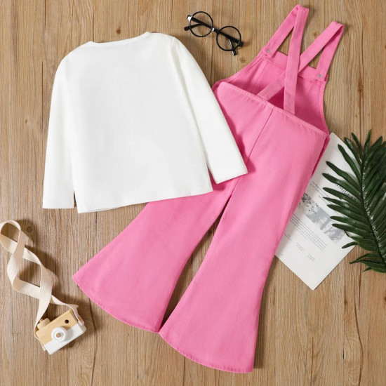Long-Sleeve Tee and Button Flared Overalls Set Long-Sleeve Tee and Button Flared Overalls Set