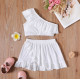 One Shoulder Tank Top And Ruffled Wrap Skirt Set One Shoulder Tank Top And Ruffled Wrap Skirt Set