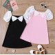 Square Neck Bowknot design short-sleeve dress