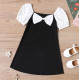 Square Neck Bowknot design short-sleeve dress