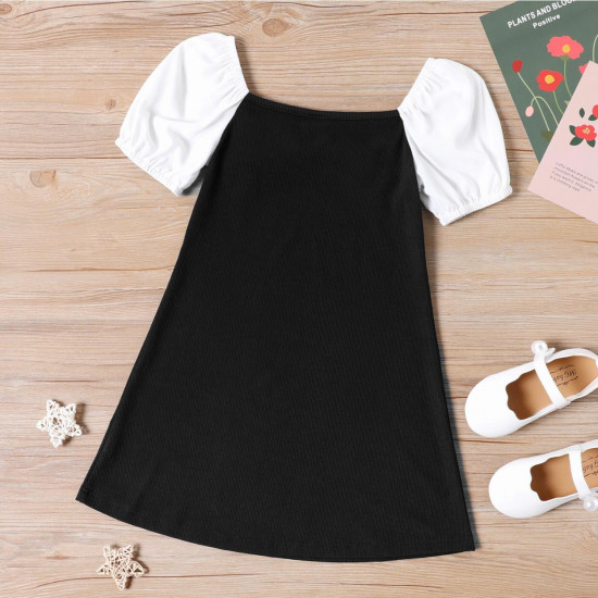 Square Neck Bowknot design short-sleeve dress Square Neck Bowknot design short-sleeve dress