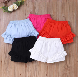 Girl Ruffled Elasticized Solid Shorts Design