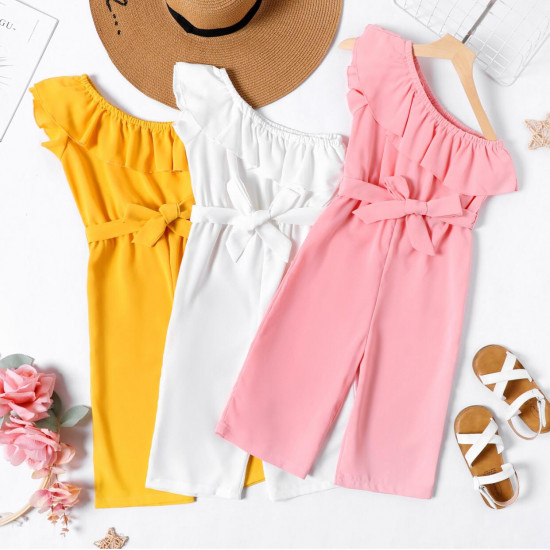 Flounce One Shoulder Belted Solid Color jumpsuit Flounce One Shoulder Belted Solid Color jumpsuit