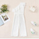 Flounce One Shoulder Belted Solid Color jumpsuit Flounce One Shoulder Belted Solid Color jumpsuit