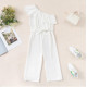 Flounce One Shoulder Belted Solid Color jumpsuit Flounce One Shoulder Belted Solid Color jumpsuit