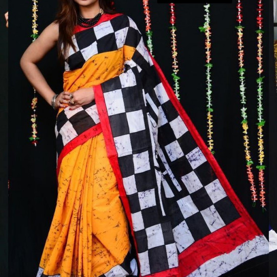 COTTON BATIK SAREE - INDIAN COTTON BATIK COTTON BATIK SAREE - INDIAN COTTON BATIK