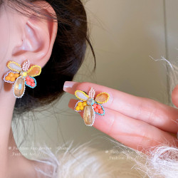 Boho Beads Crystal Flower Stud Earrings for Women