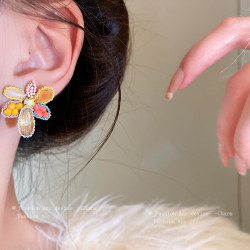 Boho Beads Crystal Flower Stud Earrings for Women