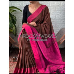 COTTON SAREE - BROWN