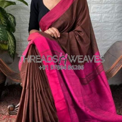 COTTON SAREE - BROWN