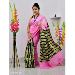 INDIAN Kesh Cotton Saree - Pink